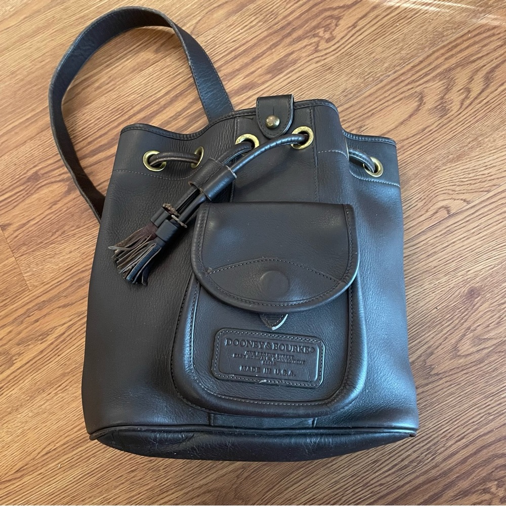 Vintage Dooney & Bourke Hobo Bucket Brown Drawstring